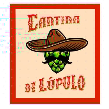 Guadalupe Brewing Cantina sticker, hop with a mustache