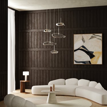 intérieur en 3d salon lumineux avec applique murale et tableau