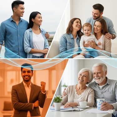 Collage de imagenes que representan las diferentes étapas de vida