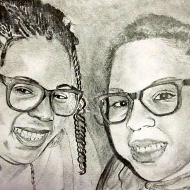 original hand drawn pencil portrait custom women