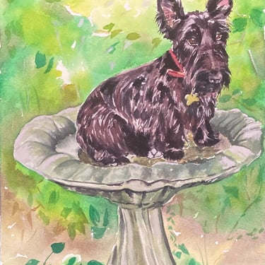 original watercolor painting pet portrait custom dog