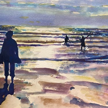 original watercolor painting seascape portrait custom family