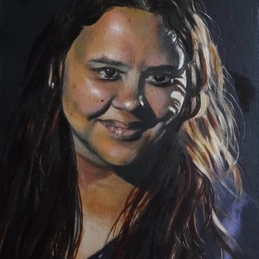 original hand painted oil painting woman smiling portrait custom 