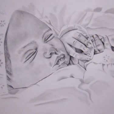 custom pencil drawing portrait baby memory