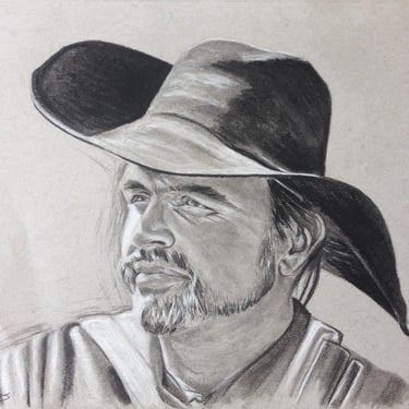 original hand drawn pencil portrait custom man in hat