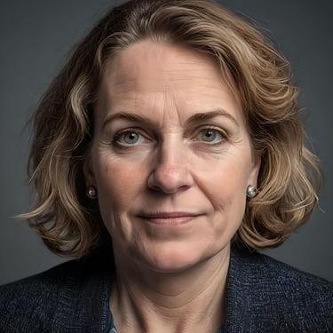 a woman with blonde hair and a blue sweater