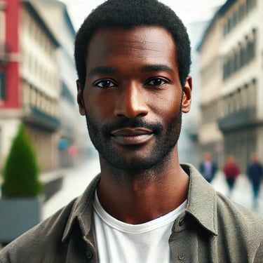 a man with a beard and a white shirt