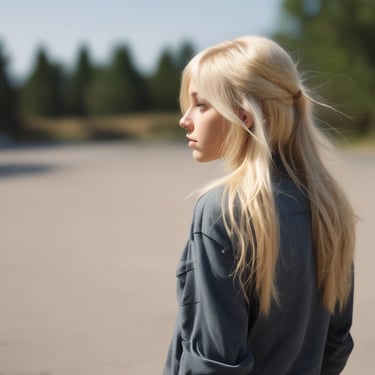 woman sitting on armless chair with light between bookcases in room