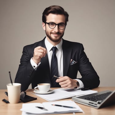 a man ssitting at a desk
