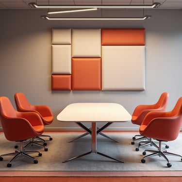 sala de reuniones con paneles acusticos