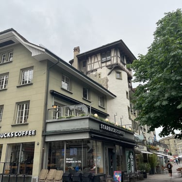 An old tower of the City wall of Bern in Bärenplatz
