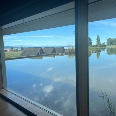 View from inside the Latineum museum in Neuchâtel Switzerland