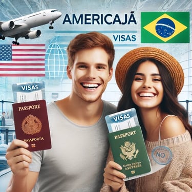duas brasileiras allegres com passaportes e vistos americanos