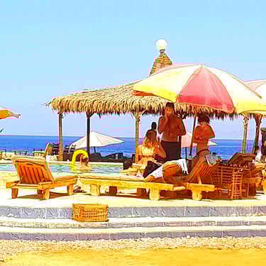 Enjoying the swimming pool at Bedouin star