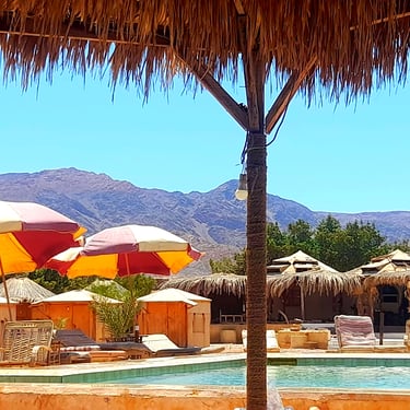 The mountains of the Sinai desert seen from the swimming pool