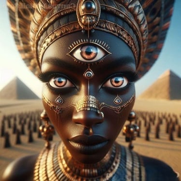 Beautiful black Egyptian woman with third eye