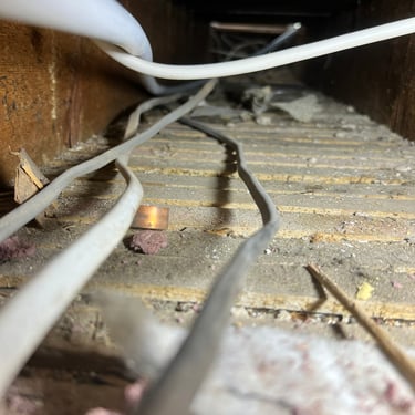 inspection camera used to find a water leak in a ceiling above a kitchen