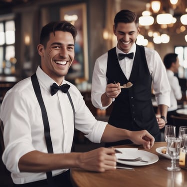 A person in a floral shirt is sitting at a wooden table reading a book titled 'Expert Secrets' by Russell Brunson. Next to them is a laptop and a black mug with '80/20' printed on it. The background features a blurred cafe environment with other people, creating a relaxed and cozy atmosphere.