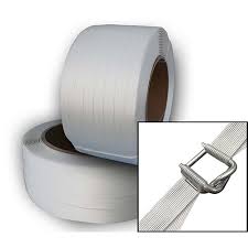Composite cord strapping applied on steel cargo bundles