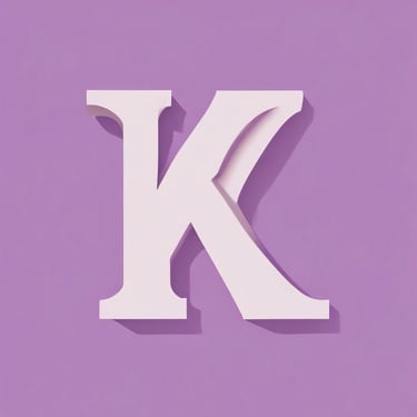 a white letter k on a purple background