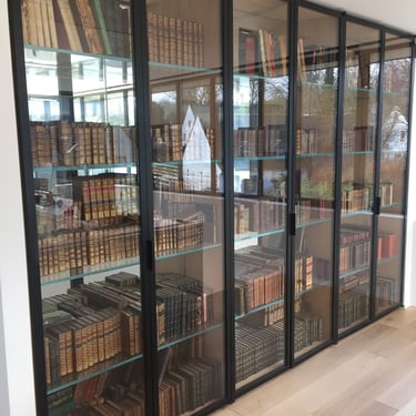 menuiserie bibliothèque vitrée