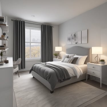 A bright and inviting semi-private room featuring two beds and warm lighting.