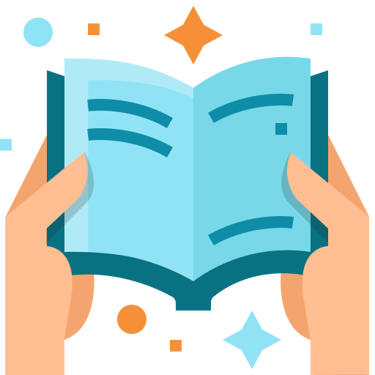 hands holding a book with a bookmark on it