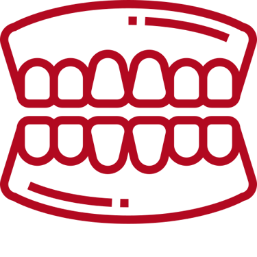 a red and white teethpict with a red and white teeth