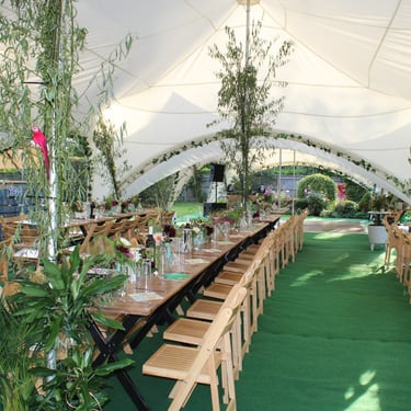 Marquee hire for garden party celebration by GP Marquees Ltd