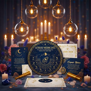 a wedding invitation suite with a gold and black wedding card