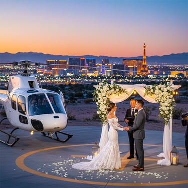 a couple getting married in a helicopter