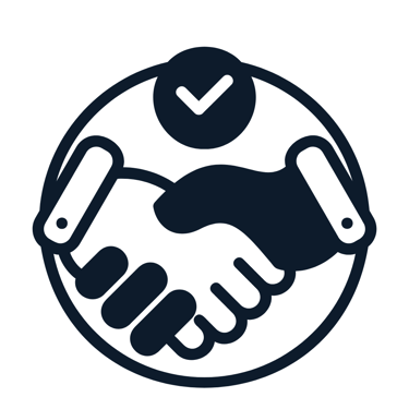 a handshake with a hand holding a hand shaker