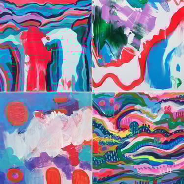 image showing 4 modern art paintings by julie featherstone