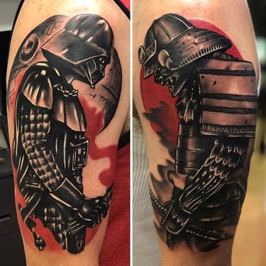 Two Toned Star Wars Samurai Tattoos by Jeff Wortham at Orange Grove in Oviedo, Florida 