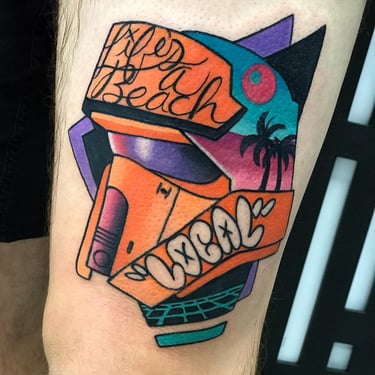 Custom graffiti style tattoo Florida Local Trooper by Jeff Wortham in Orlando, Florida 