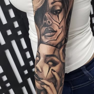 West Side Cali Black and Grey Realism Tattoo by Tone Rez at Orange Grove in Oviedo, Florida