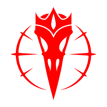 Red VYRYSYR logo emblem: a bird's skull wearing a crown.