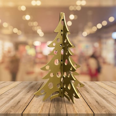 Décoration murale en métal – Sapin Contemporain Doré