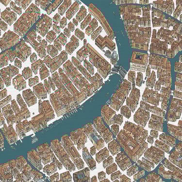 Hand-drawn city map of Venice, detail, by deliaMAPS