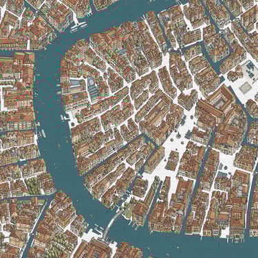 Hand-drawn city map of Venice, detail, by deliaMAPS