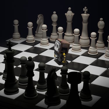 Scene 3D - Jeu echec personnage robot