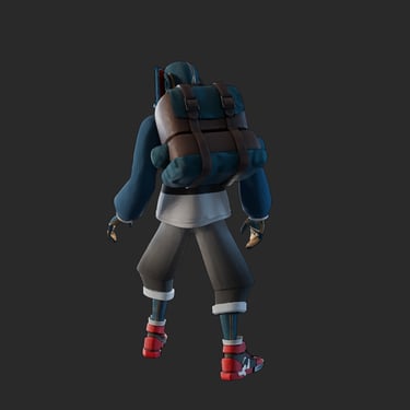 Personnage 3D jeux vidéo de dos 