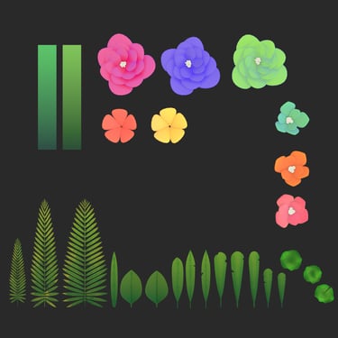 Texture 3D de fleurs et de plantes pour projet JV