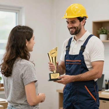Smiling handyman repairing a kitchen sink with tools in hand.