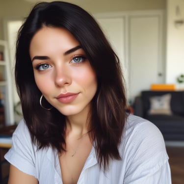 woman wearing black crew-neck shirt