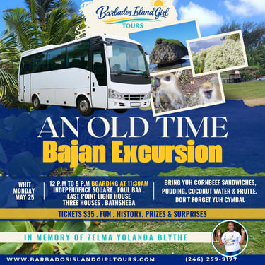 Promotional poster for An Old Time Bajan Excursion in Barbados