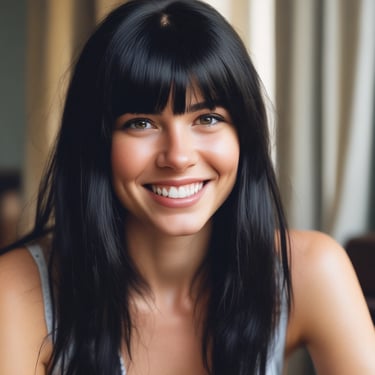 woman wearing black crew-neck shirt
