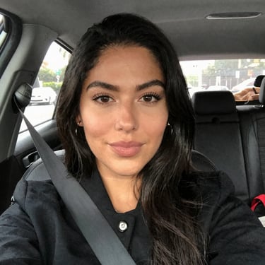 woman wearing black crew-neck shirt