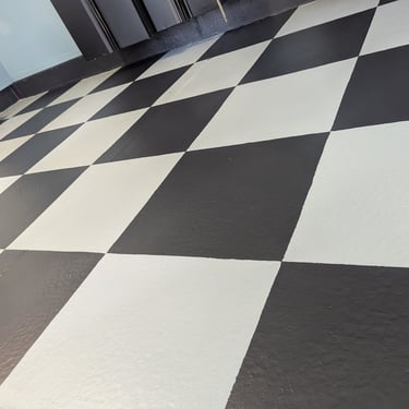 Black and white garage floor tile installation Dayton OH