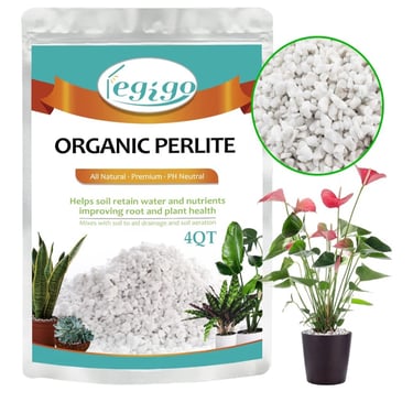 Horticultural grade perlite added to indoor plant soil mix for improved drainage and aeration